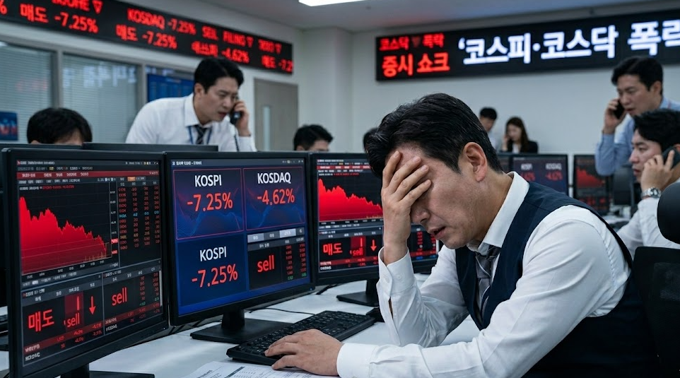 코스피 7% 폭락, 사상 최대 낙폭… 외국인 5조 매도에 6000선 붕괴